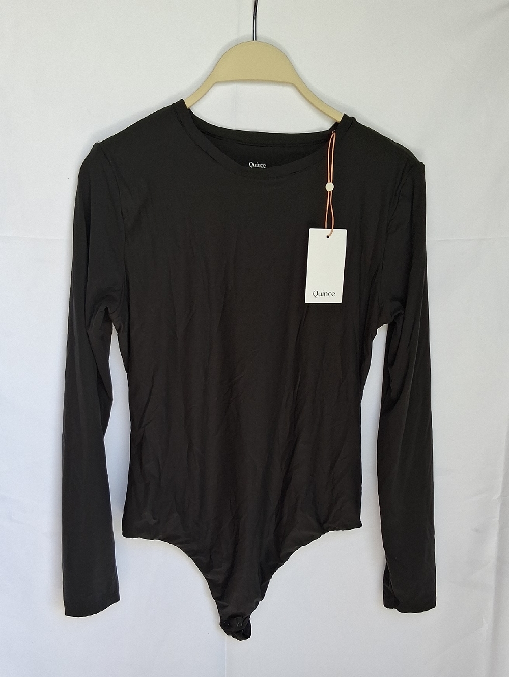 Quince Women's Long-Sleeve Black Bodysuit XL Thong